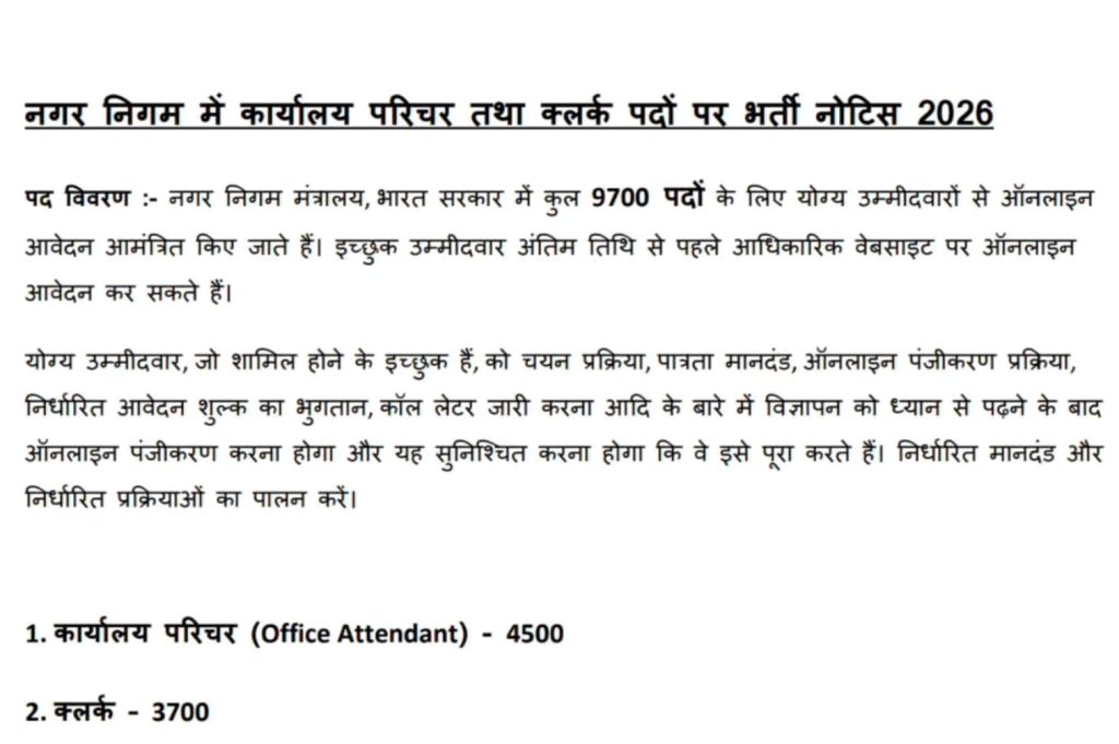 Nagar nigam bharti 2026 notification